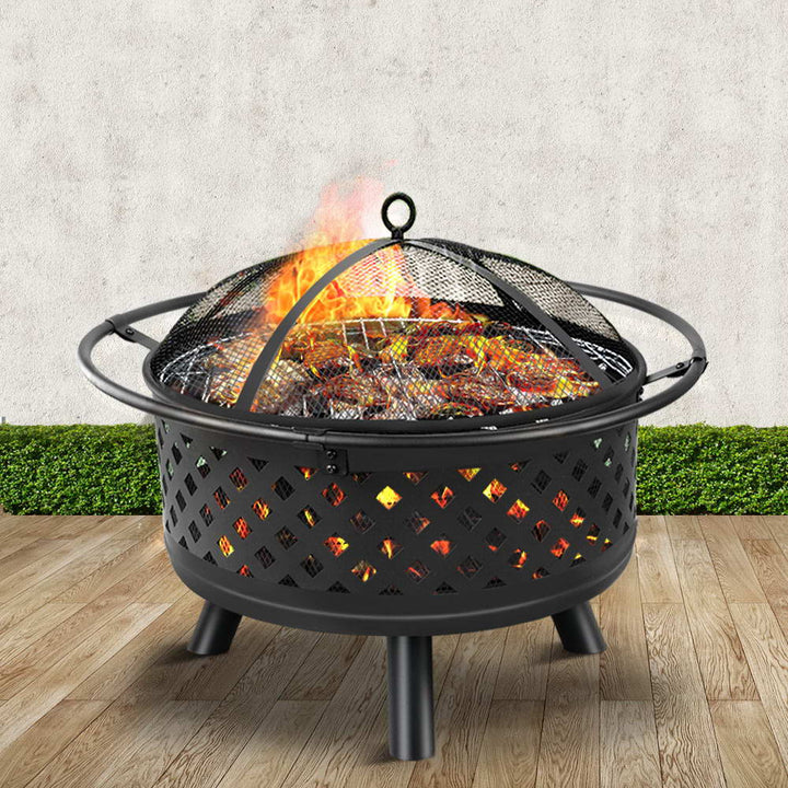Fire Pit BBQ Grill Smoker Portable Outdoor Fireplace Patio Heater Pits 30" - The  Best Backyard