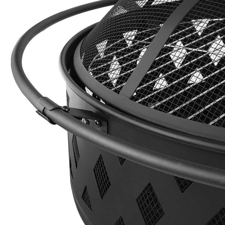 Grillz 32 Inch Portable Outdoor Fire Pit and BBQ - Black