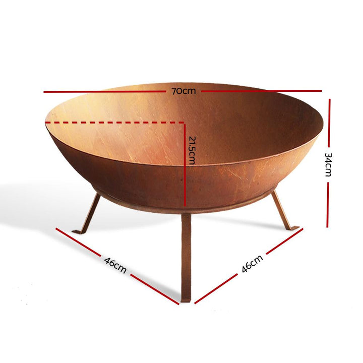 Grillz Fire Pit Outdoor Heater Charcoal Rustic Burner Steel Fireplace 70CM - The  Best Backyard
