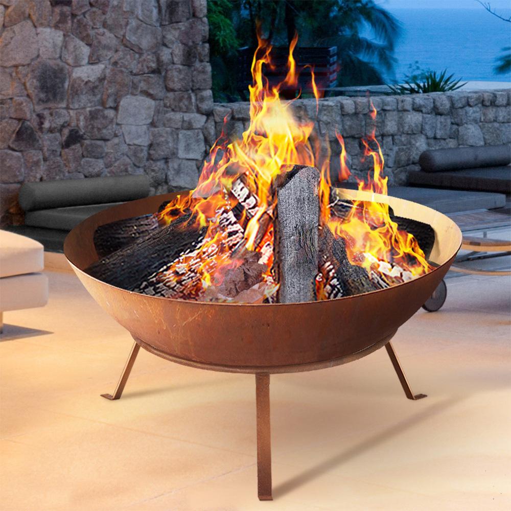Grillz Fire Pit Outdoor Heater Charcoal Rustic Burner Steel Fireplace 70CM - The  Best Backyard