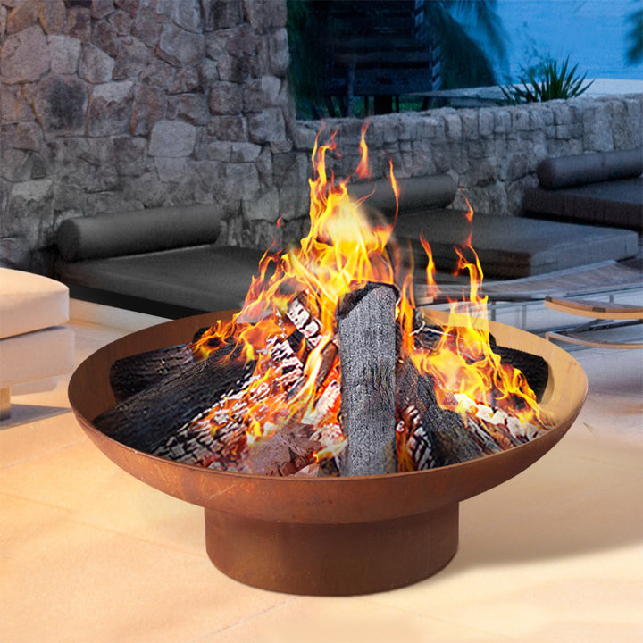 Grillz Fire Pit Charcoal Vintage Campfire Burner Rust Outdoor Steel Bowl 70CM - The  Best Backyard