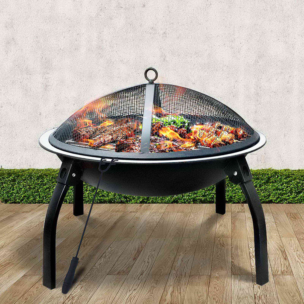 Fire Pit BBQ Charcoal Smoker Portable Outdoor Camping Pits Patio Fireplace 22" - The  Best Backyard
