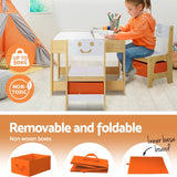 Keezi 3pc Kids Table & Chairs Set (w storage compartments)
