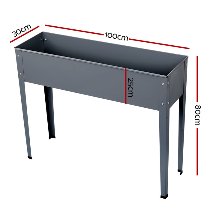Raised Garden Bed - 100 x 80x 30cm - Grey / Steel - Standing Box