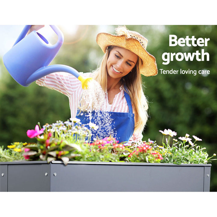 Raised Garden Bed - 100 x 80x 30cm - Grey / Steel - Standing Box