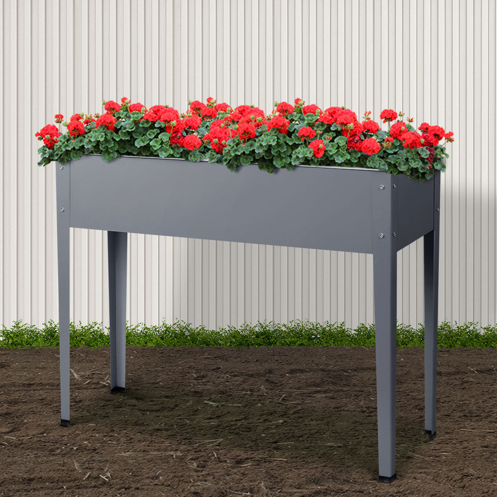 Raised Garden Bed - 100 x 80x 30cm - Grey / Steel - Standing Box