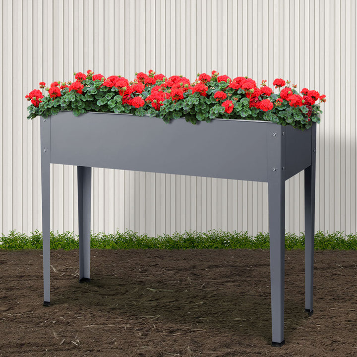 Raised Garden Bed - 100 x 80x 30cm - Grey / Steel - Standing Box