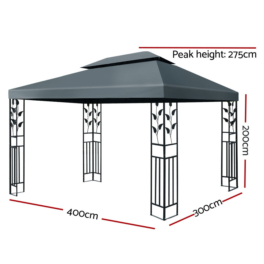 Instahut Gazebo 4x3m Canopy Grey
