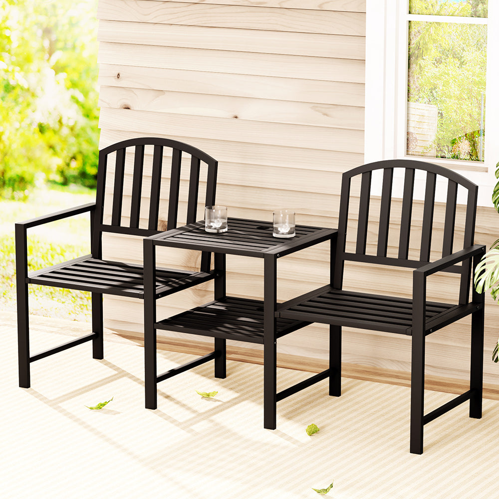 Gardeon Garden Bench Seat Loveseat Steel Black – The Best