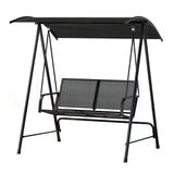 Gardeon Outdoor Swing Chair - 2 Seater with Canopy - Black