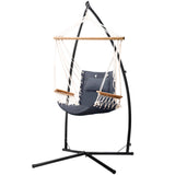 Gardeon Hammock Chair with Steel Stand & Armrest- Grey