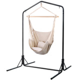 Gardeon Outdoor Hammock Chair with Stand with Pillow - Cream