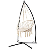 Gardeon Hammock Chair with Steel Stand - Macrame - Cream