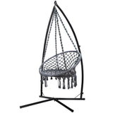 Gardeon Hammock Chair with Steel Stand - Macrame - Grey