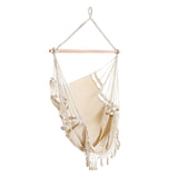 Gardeon Hanging Hammock Chair / Swing - Tassel Cream