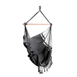 Gardeon Hanging Hammock Chair Outdoor- Tassel Grey