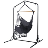 Gardeon Outdoor Hammock Chair with Stand - Tassel - Grey