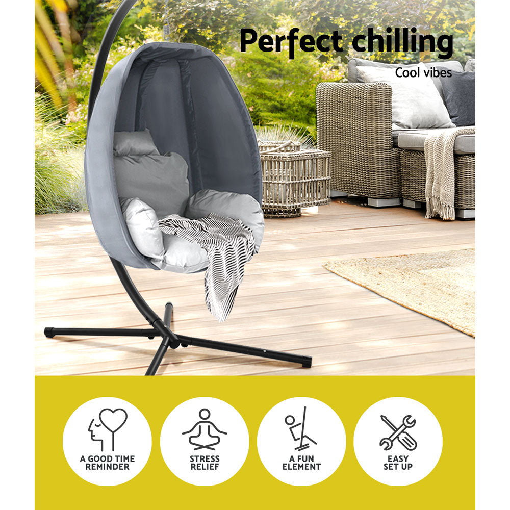 Outdoor Egg Swing Chair Grey – The Best Backyard - Main Image