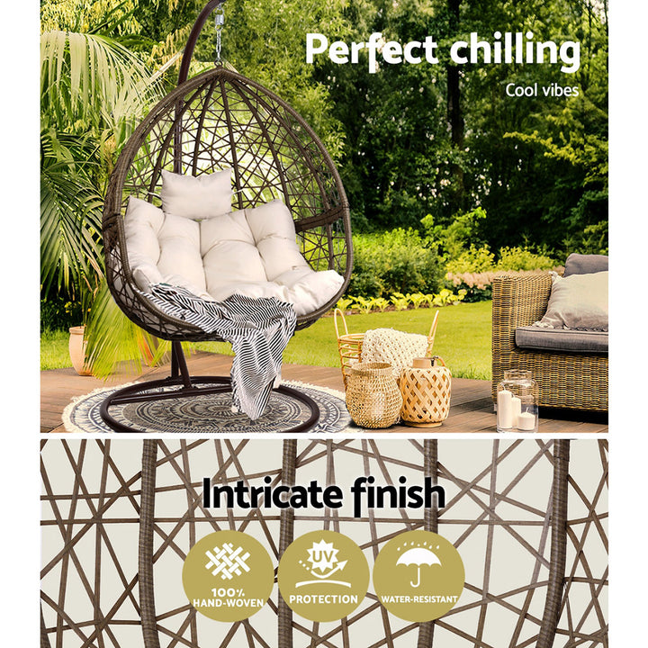 Outdoor Large Hanging Egg Chair - Brown