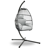 Wicker Hanging Egg Chair in Grey