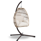 Wicker Hanging Egg Chair in Latte