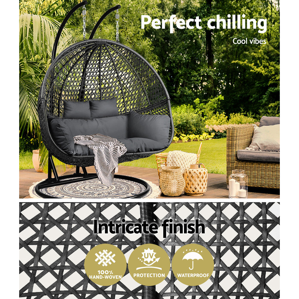 Outdoor Double Hanging Egg Chair - Black