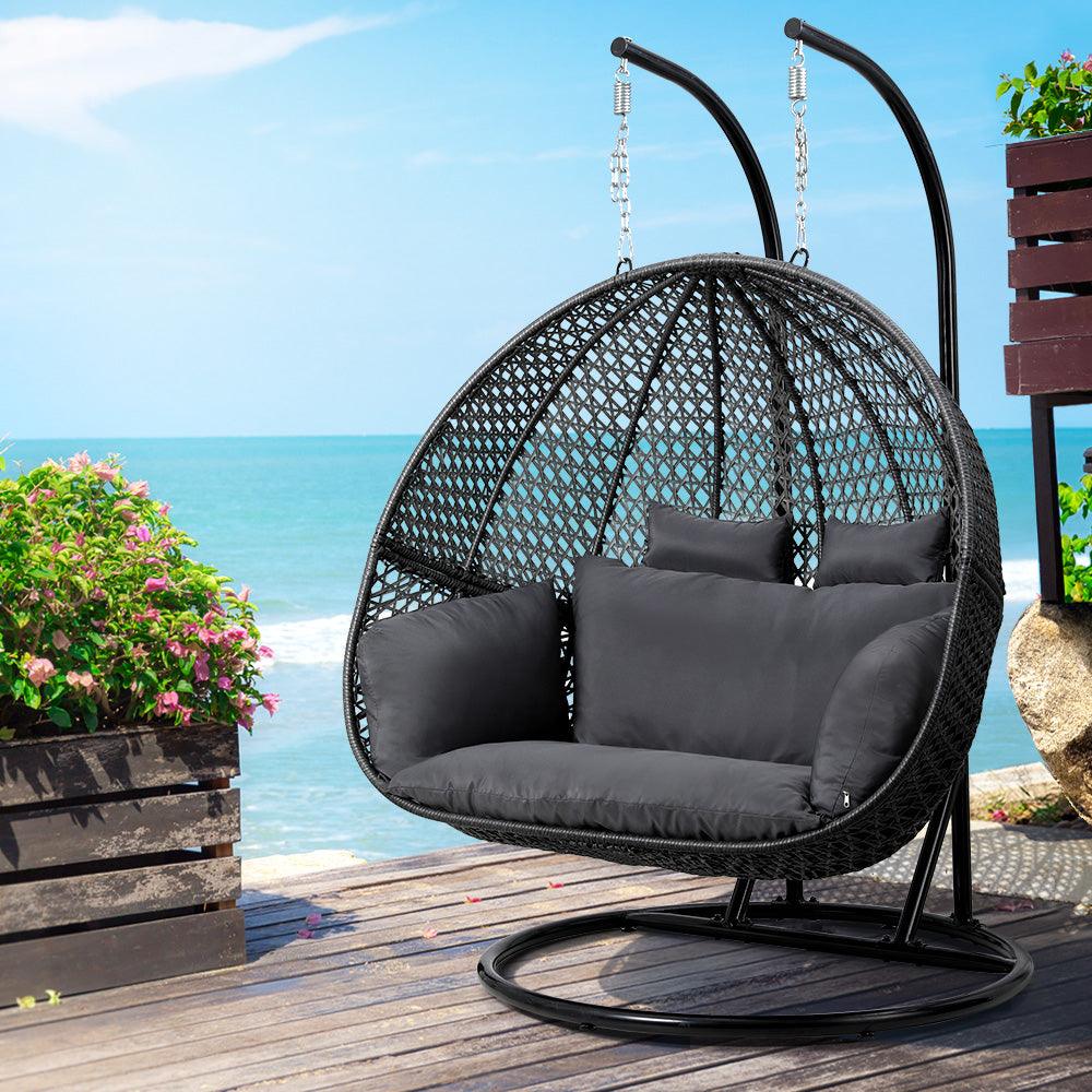 Gardeon Outdoor Egg Swing Chair with Stand Wicker Person