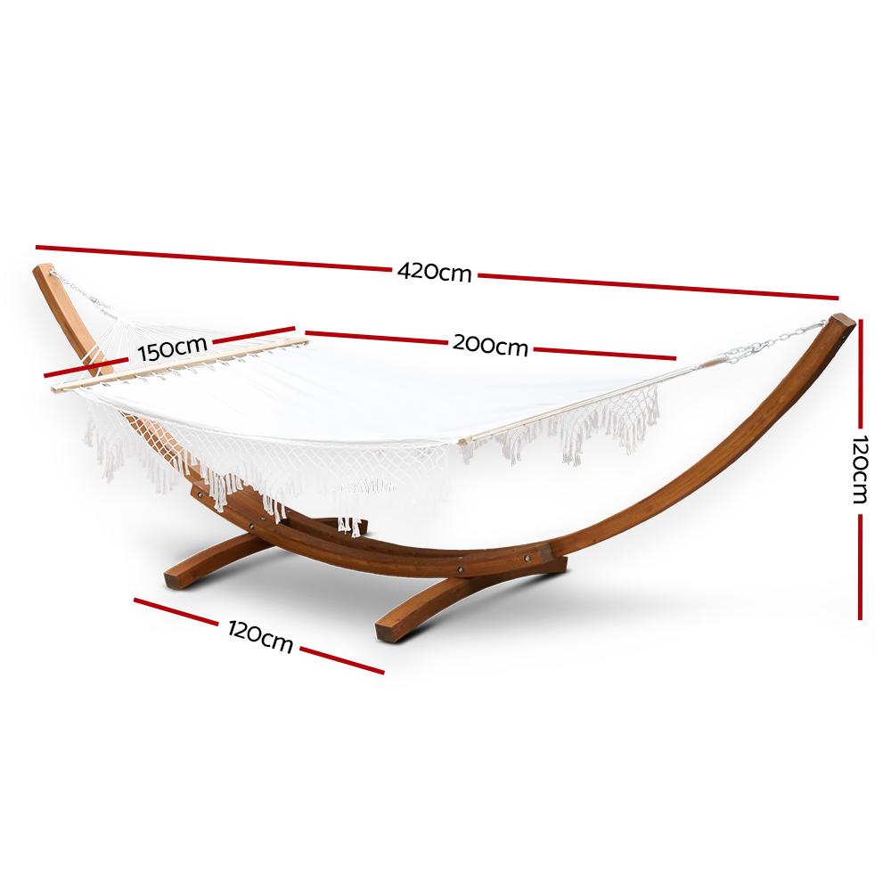 Double Tassel Hammock with Wooden Hammock Stand - The  Best Backyard