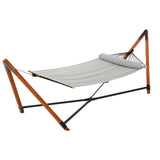 Gardeon Outdoor Hammock with Wooden Stand - Grey