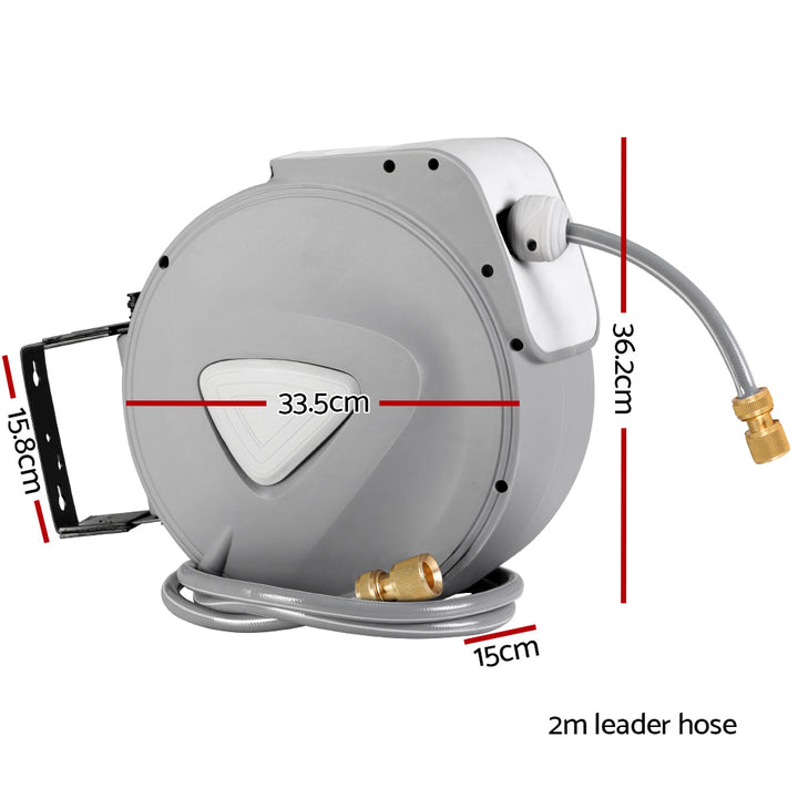 20M Retractable Water Hose Reel AutoRewind with Brass Spray Gun