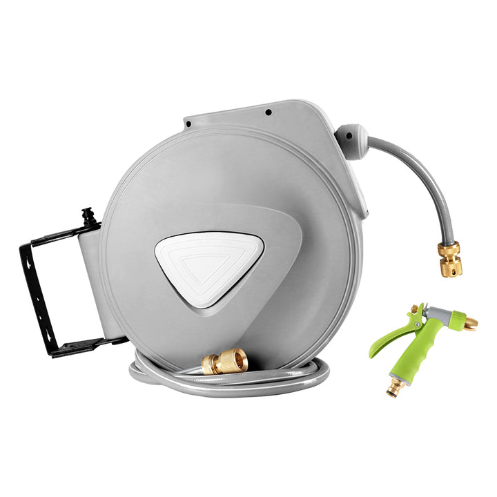 20M Retractable Water Hose Reel AutoRewind with Brass Spray Gun