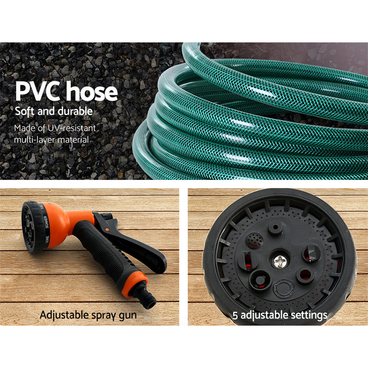 10M Retractable Water Hose Reel Garden Spray Gun Storage AutoRewind
