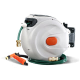 Greenfingers 20m Retractable Hose Reel with Brass Spray Gun / Auto Rewind