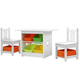 Keezi 3pc Kids Table & Chair Set with Storage Area