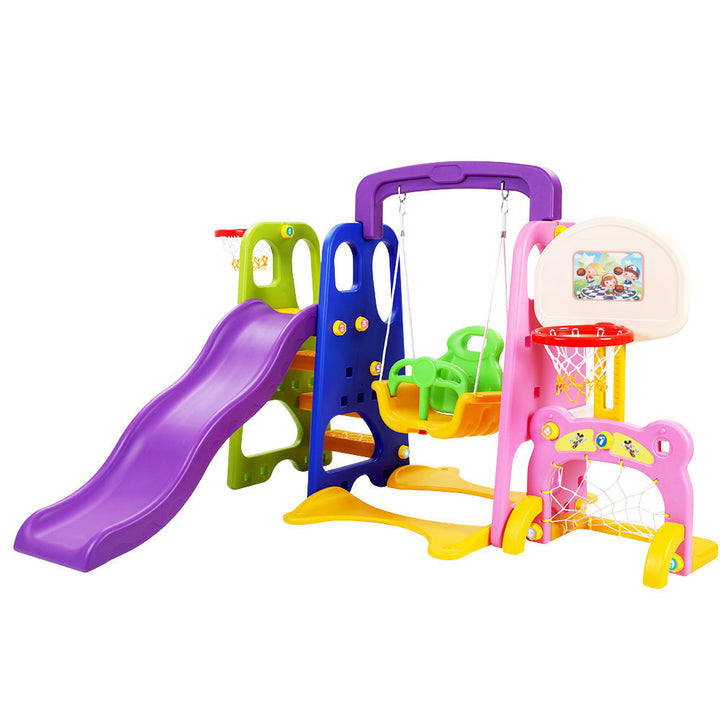 Keezi Kids 7-in-1 Slide Swing with Basketball Hoop