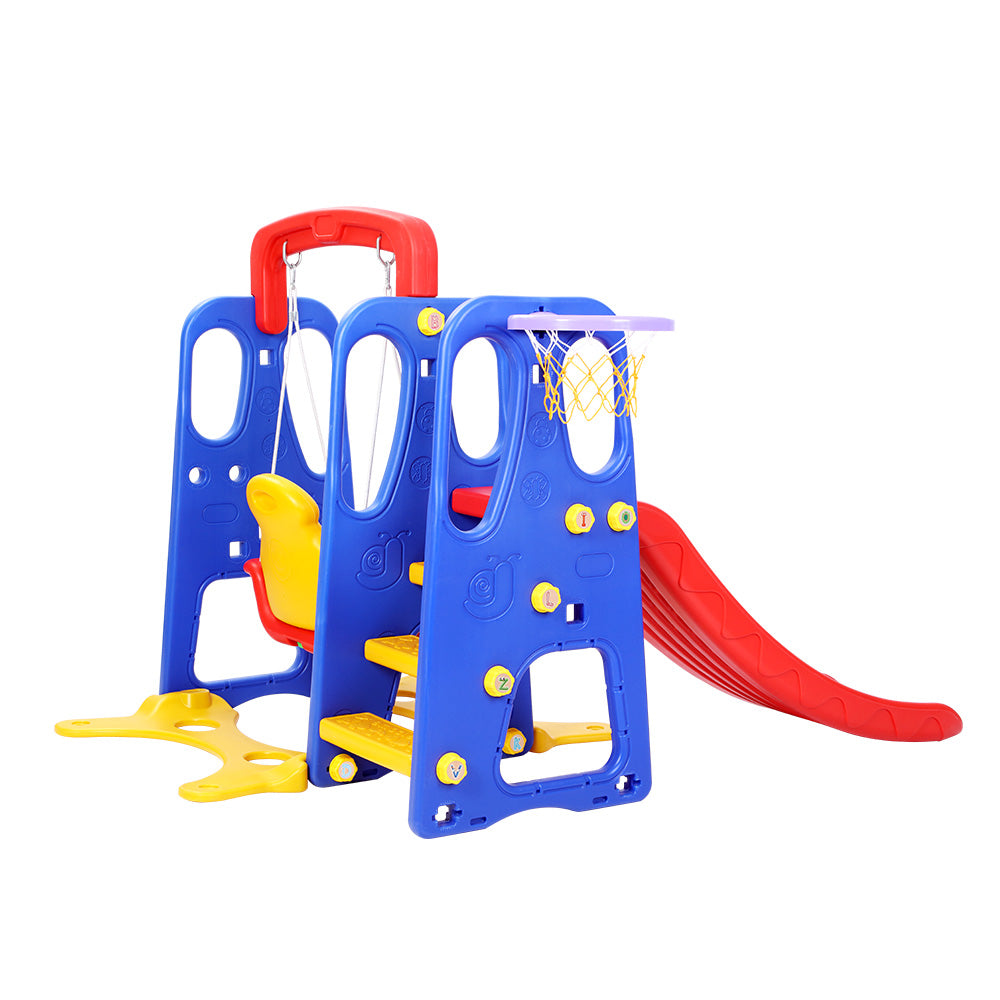 Toddler 3-in-1 Slide Swing with Basketball Hoop