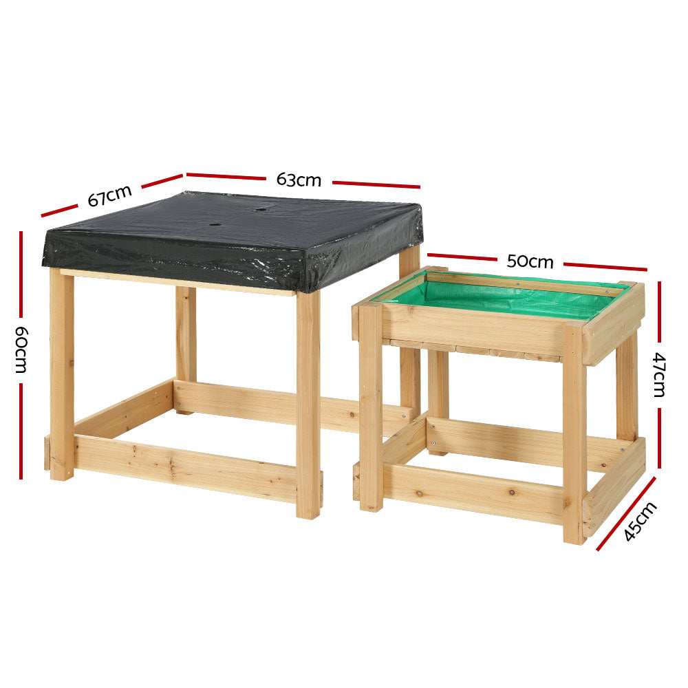 Sand and Water Wooden Table with Cover Outdoor Sand Pit Toys
