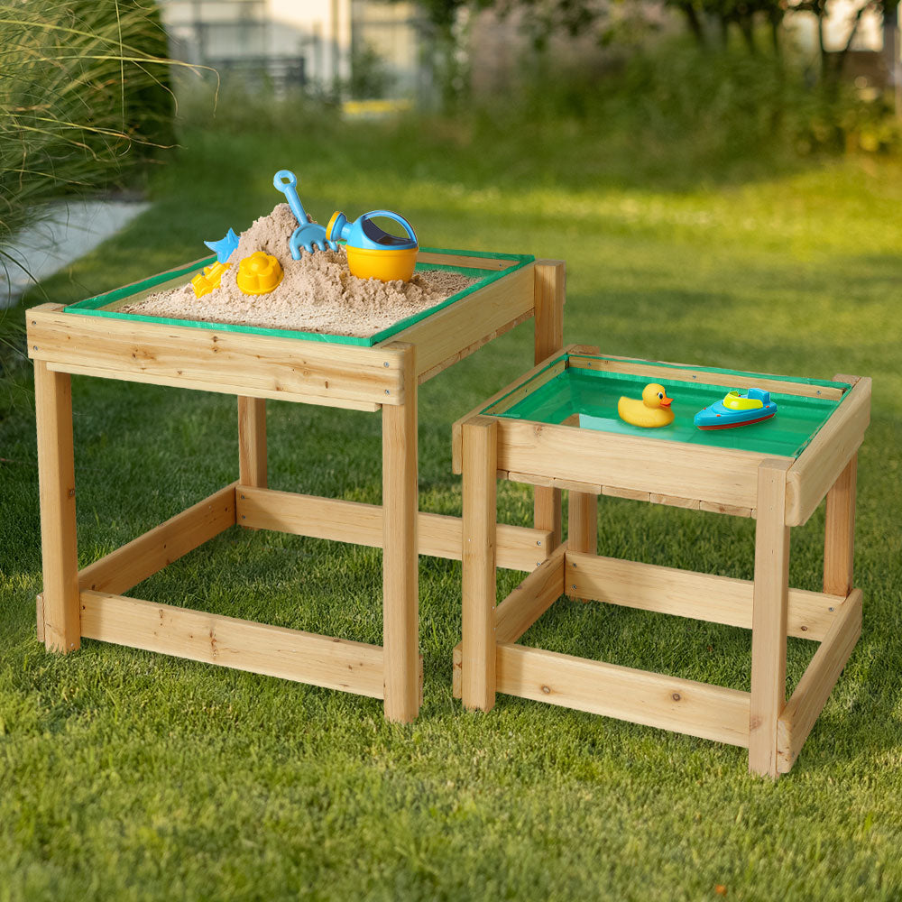 Sand and Water Wooden Table with Cover Outdoor Sand Pit Toys