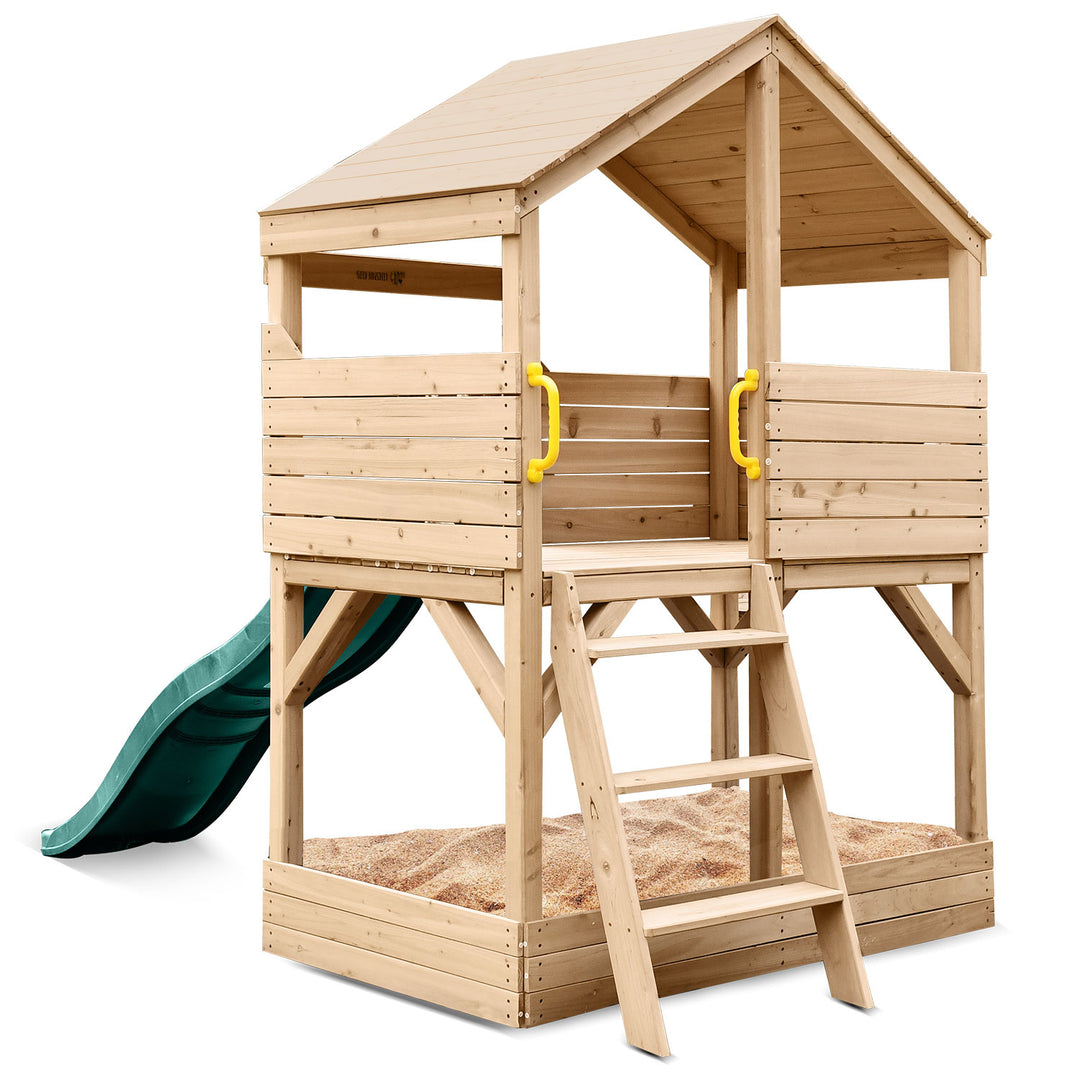 Bentley Elevated Cubby House with 1.8m Green Slide