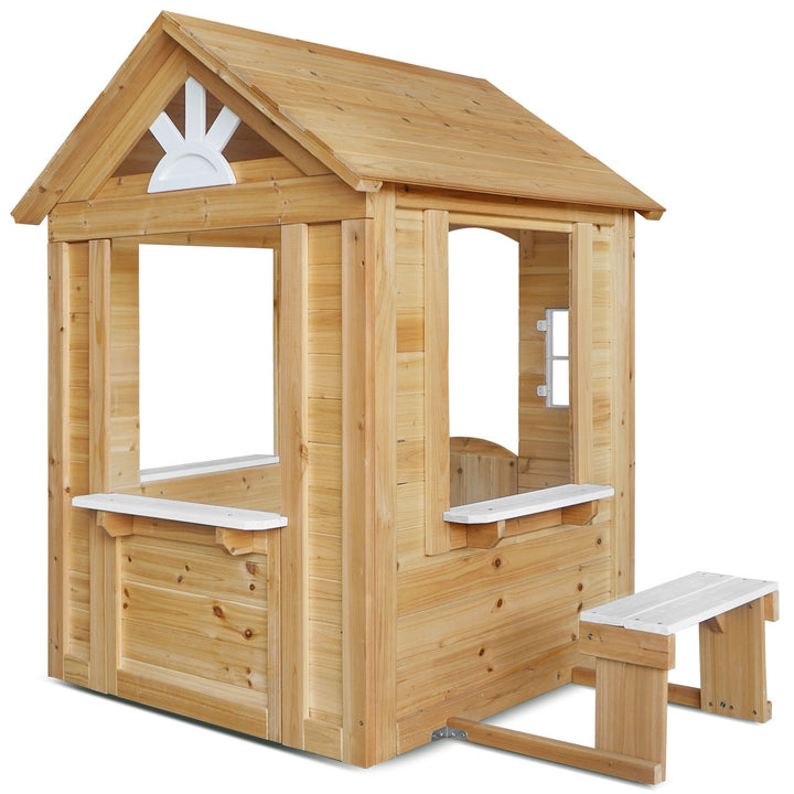 Kids Teddy Cubby House in Natural Timber (V2) with Floor