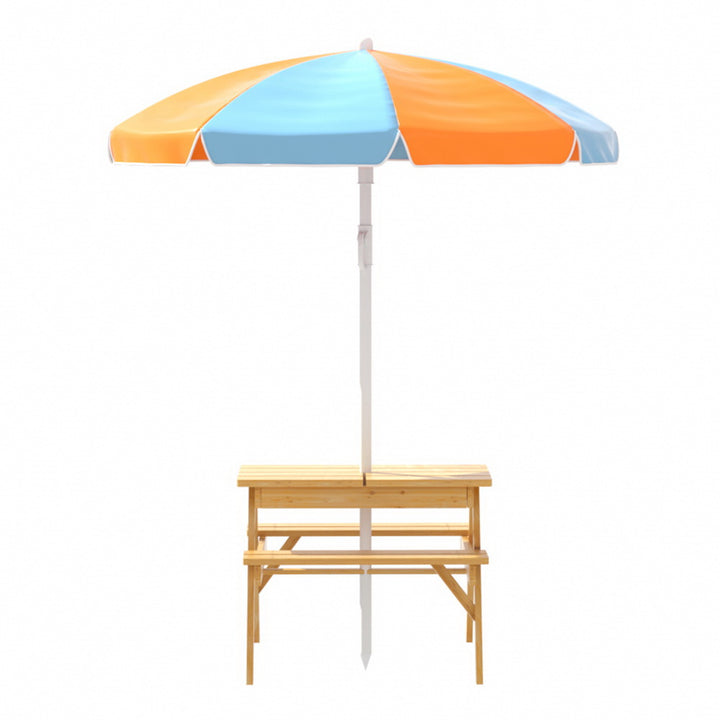 Kids Outdoor Picnic Set Umbrella Water Sand Pit Box
