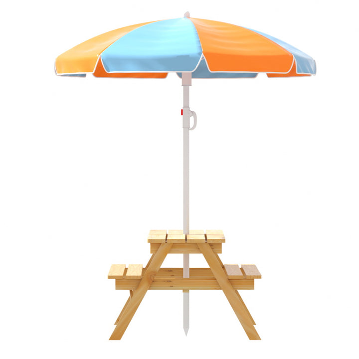 Kids Outdoor Picnic Set Umbrella Water Sand Pit Box