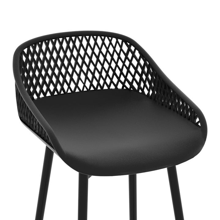 4pcs Outdoor Bar Stools Patio - Black Metal