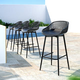 Outdoor Bar Stool - Set of 4 - Black Metal