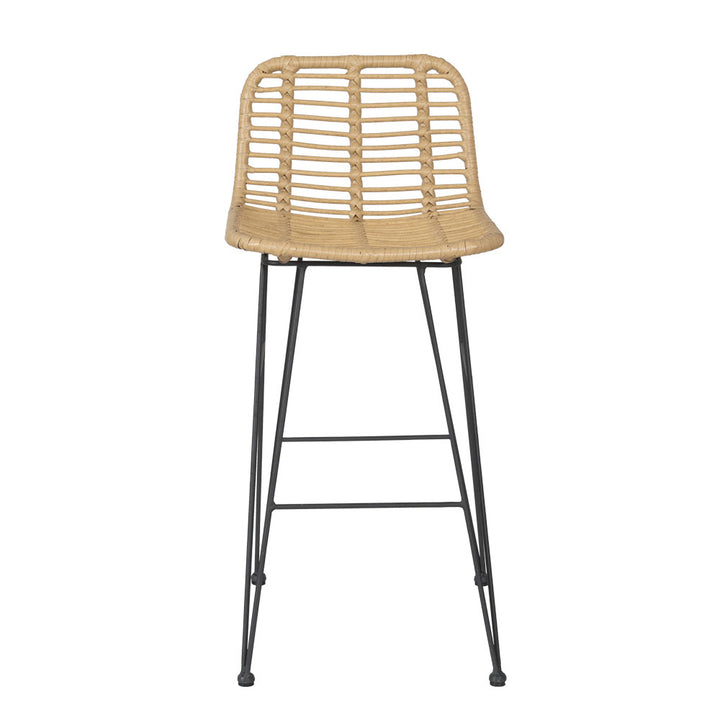 Outdoor Bar Stools x2 - Wicker / Steel Frame