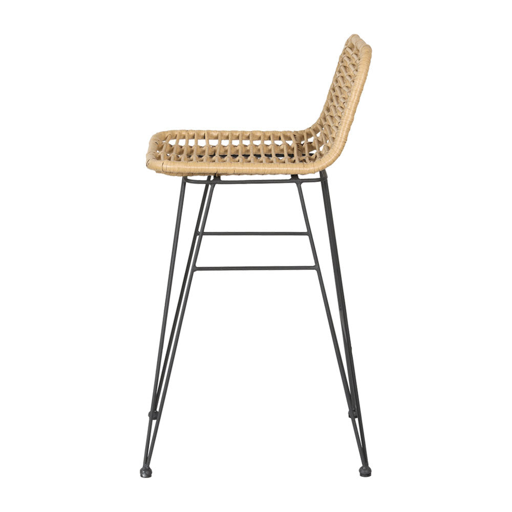 Outdoor Bar Stools x2 - Wicker / Steel Frame