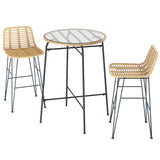Gardeon 3-Piece Outdoor Bar Set - Wicker Table & Chairs