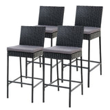 x4 Wicker Bar Stools in Black (with cushions)