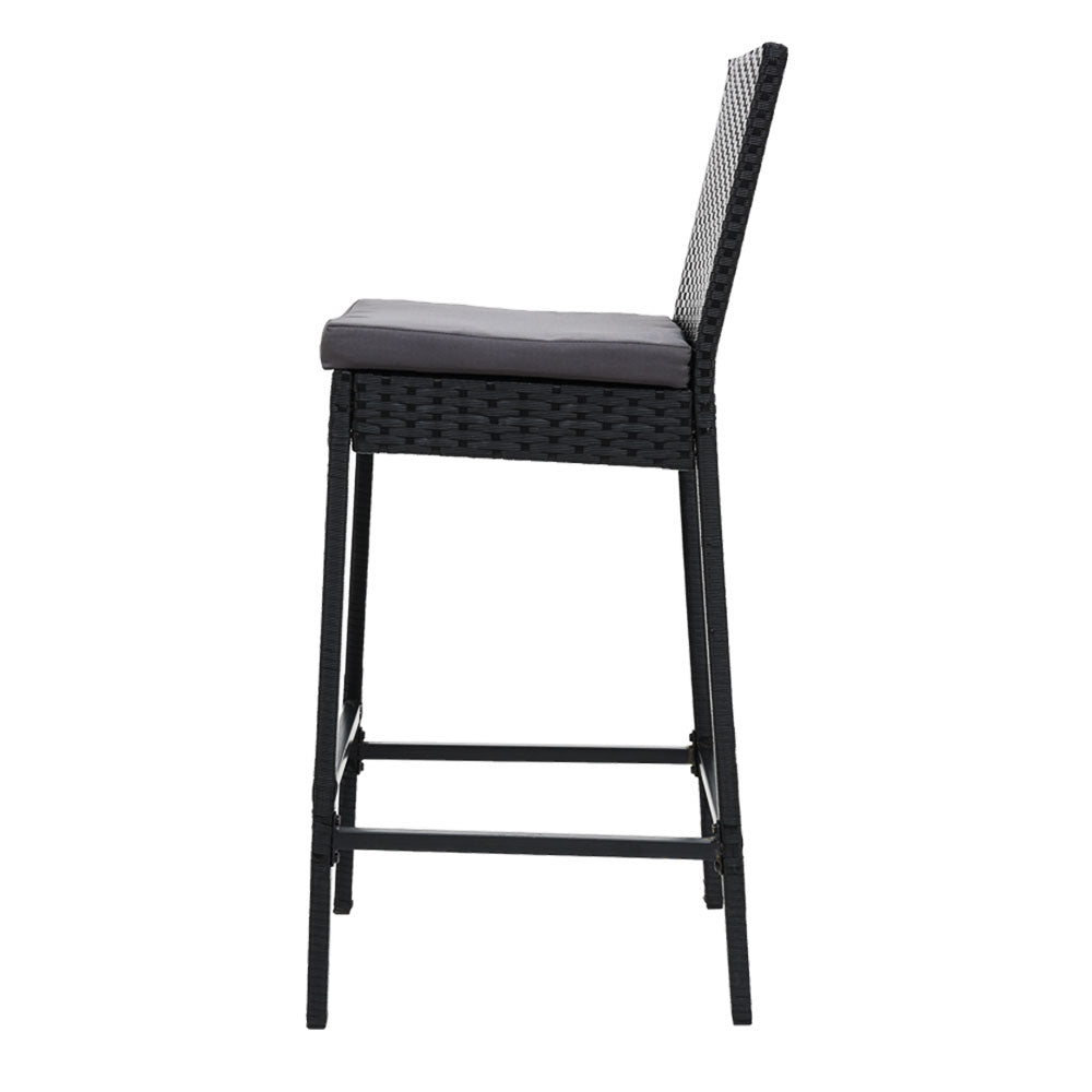 Set 4 Wicker Bar Stools in Black