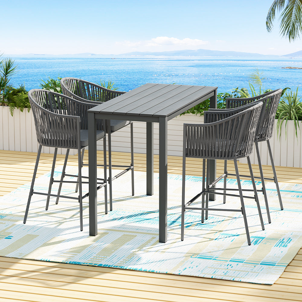 Garden Furniture Patio Bar Table And Stools Gardeon 5pc Outdoor